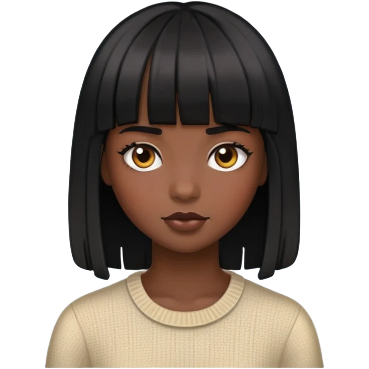 Meninas olhos puxados e franja emoji