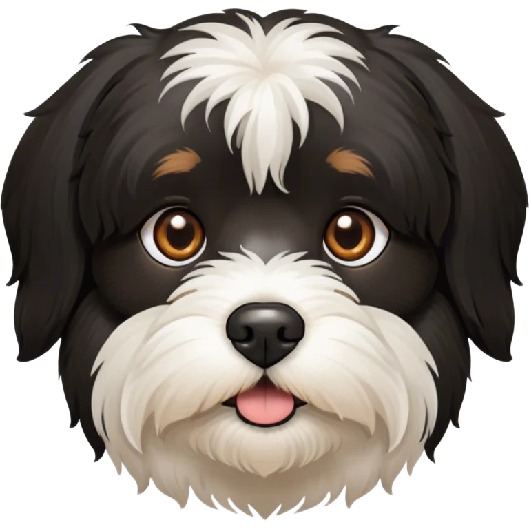 all-black Havanese dog face with brown eyes emoji