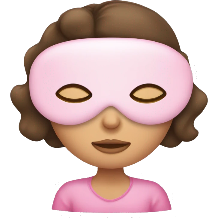 A brunette girl sleeping and wearing a pink sleep mask  emoji