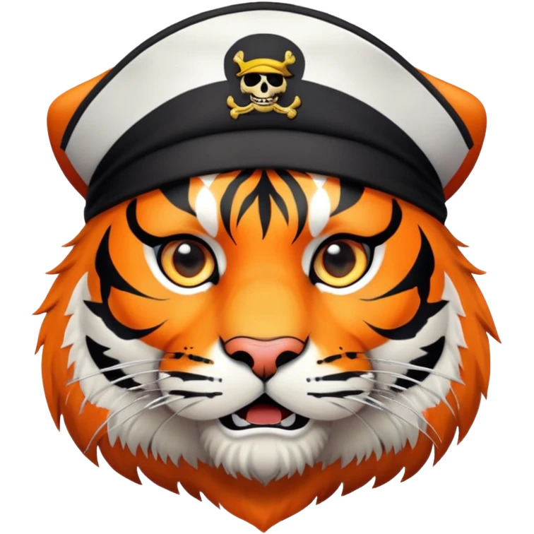 pirate tiger face with eye patch and captain hat for Twitch emote emoji