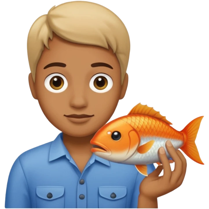 A person holding a fish emoji