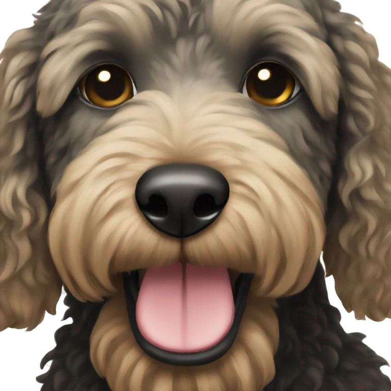 Black golden doodle dog emoji