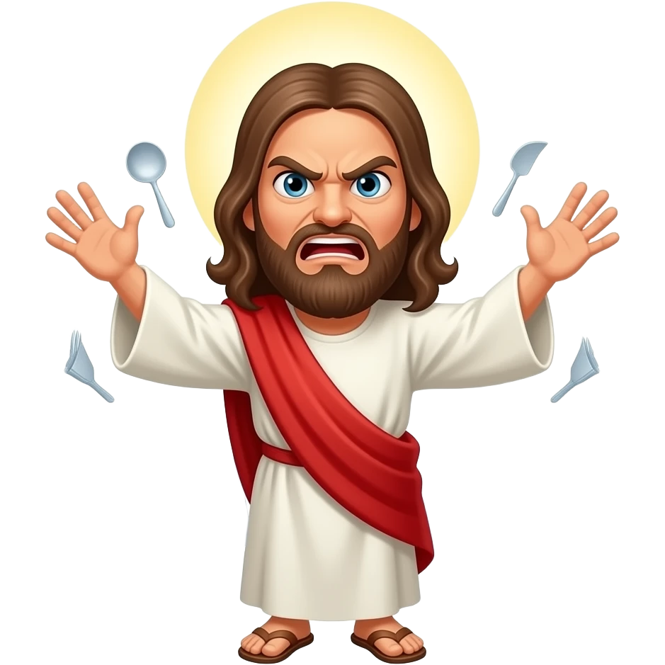 Jesus pissed off flipping tables emoji