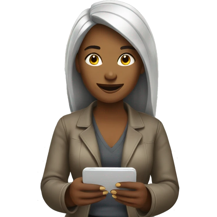 woman sending sms emoji