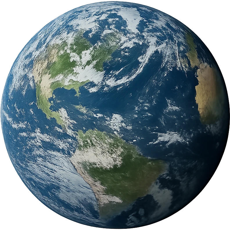 realistic planet earth sphere, no background emoji