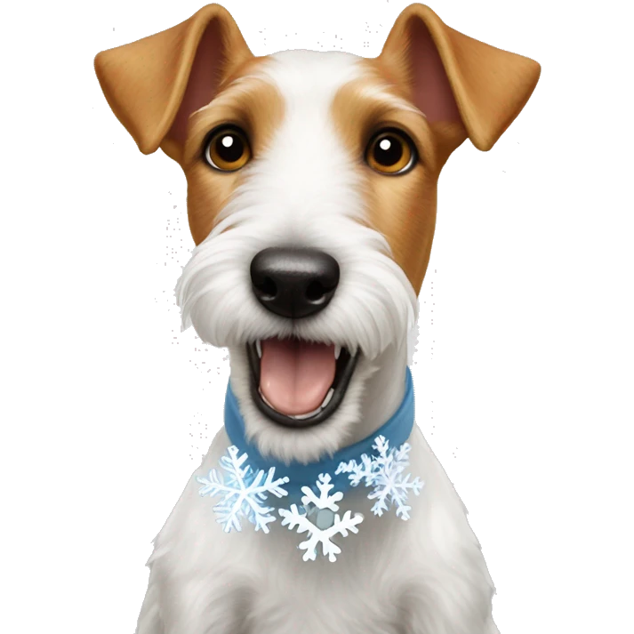 Fox terrier eating a snowflake  emoji