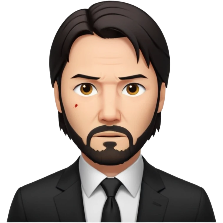 John Wick inspired character, black suit, intense expression, short dark hair, beard emoji