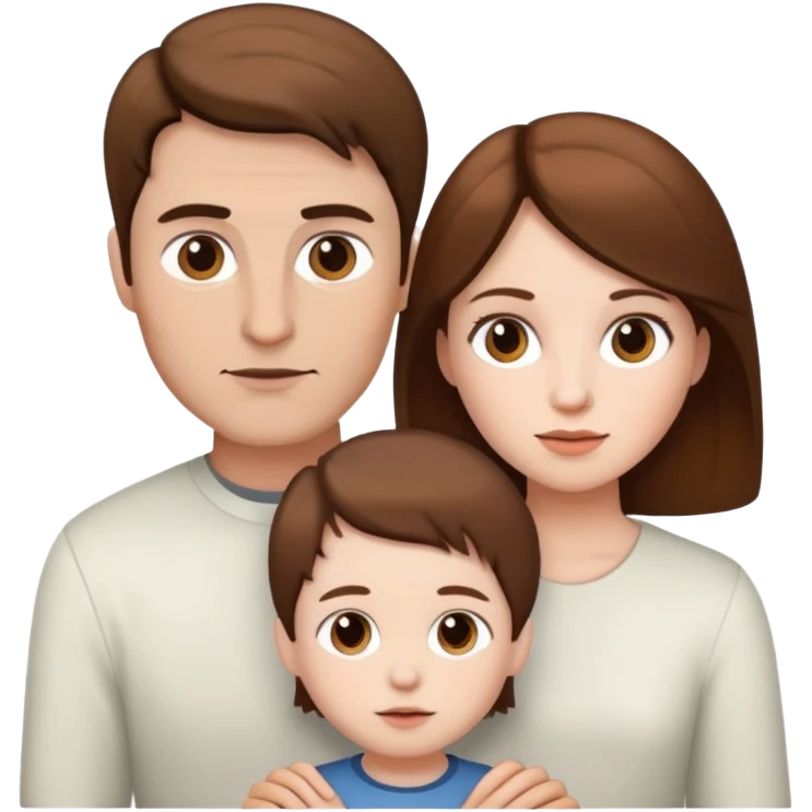 woman, man and child white skin and all brown hair emoji