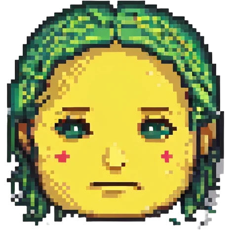 pixel art emoji of a face pondering emoji