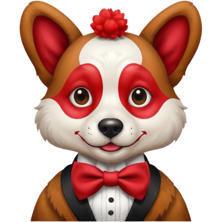 Dog clown with painted nose, bow tie emoji