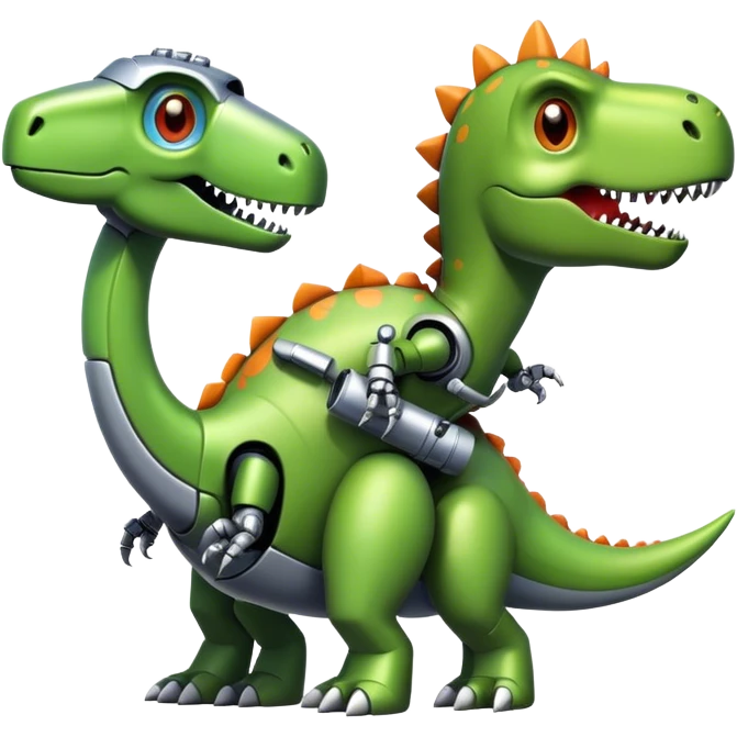 dinosaur and robot emoji