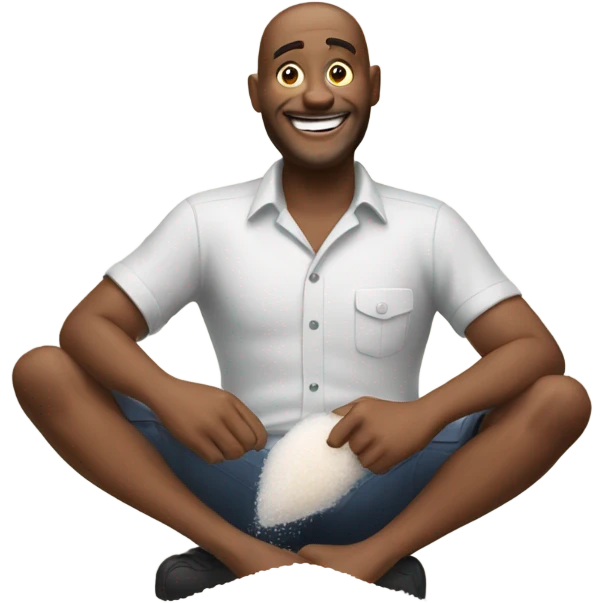 A happy man with a pile of salt emoji