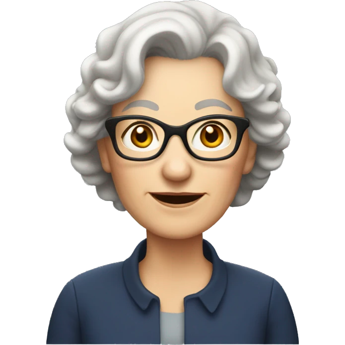 Older white woman with short brown wavy hair and glasses  emoji