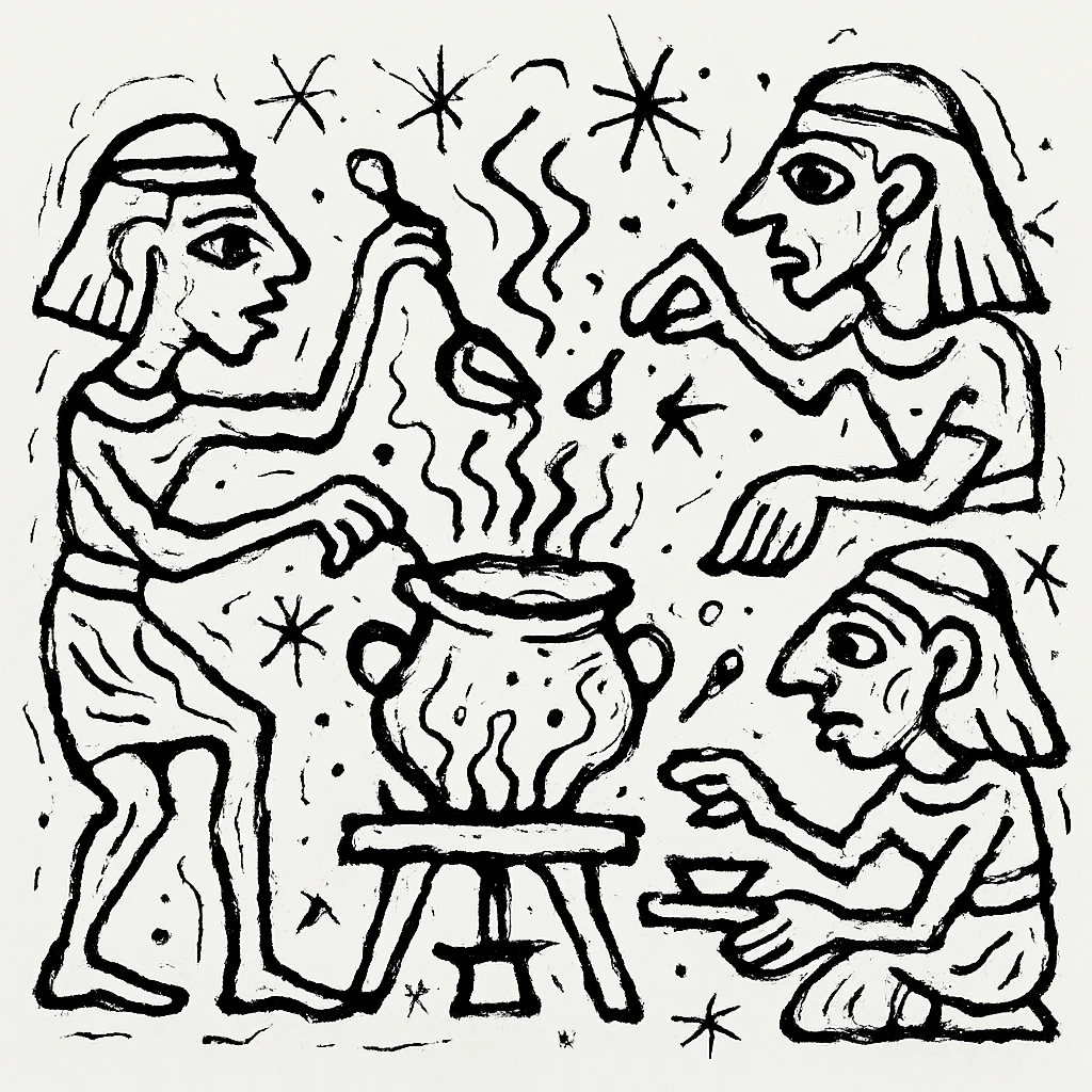 ancient Egyptian cooking scene in hieroglyphic style emoji