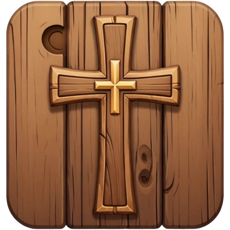 simple Christian cross, wooden texture emoji