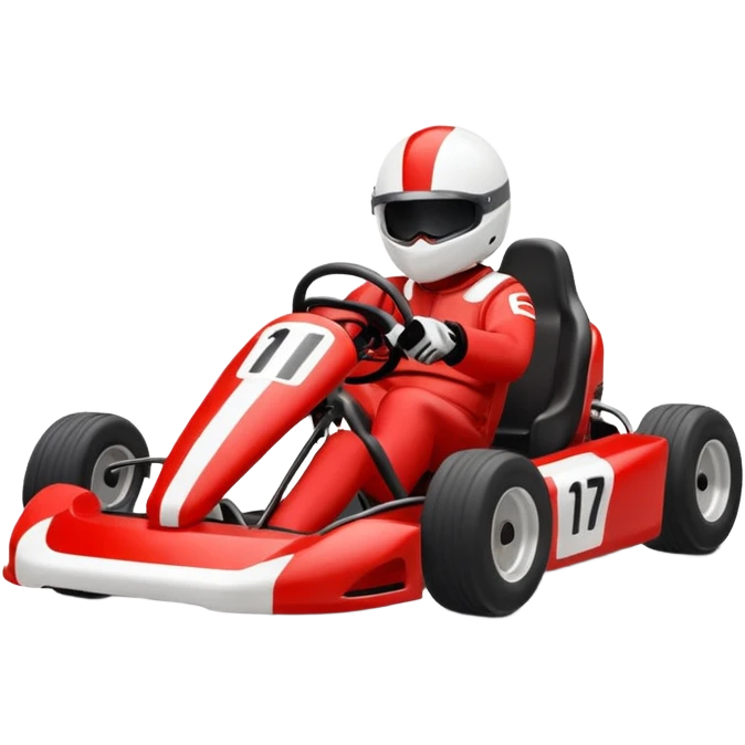 Kart With Body Color Is Red And White With Number Is 1 emoji