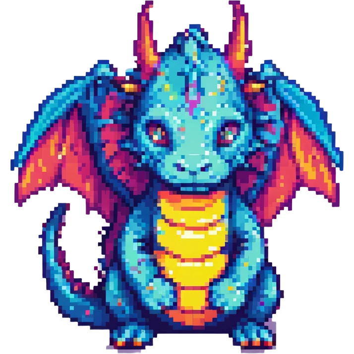 pixel art dragon, vibrant colors, retro video game style emoji