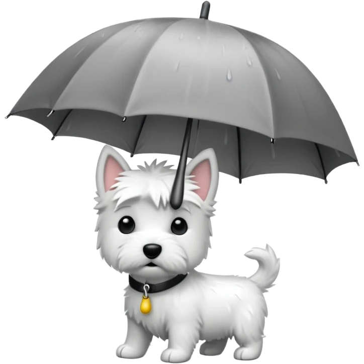 Westie under a small umbrella in the rain emoji