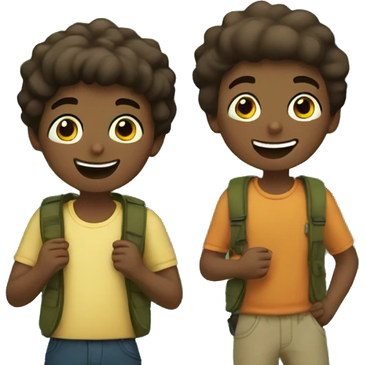 boys enjoying nature together emoji