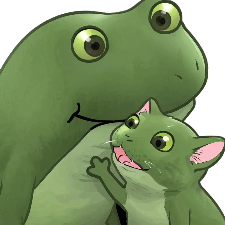 Baby frog and baby kitten very cute kissing emoji