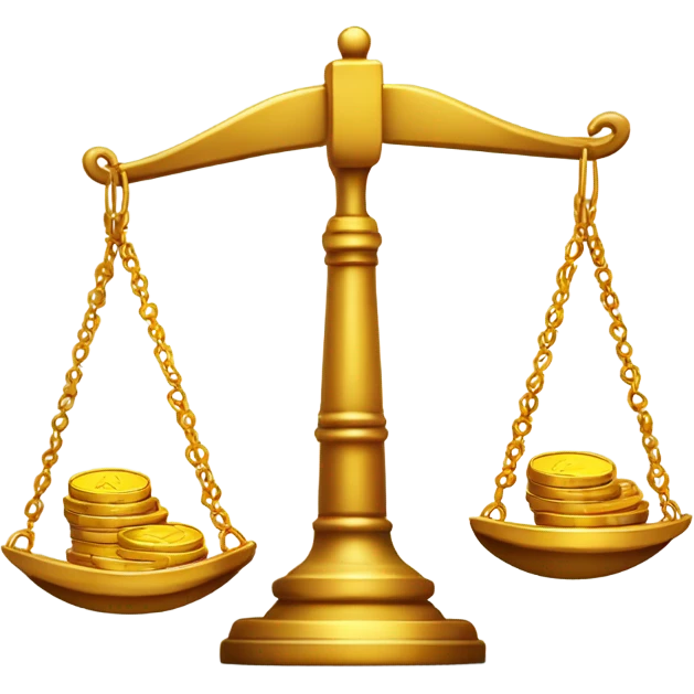 Scales: on one side -  heart and on the other - coins emoji