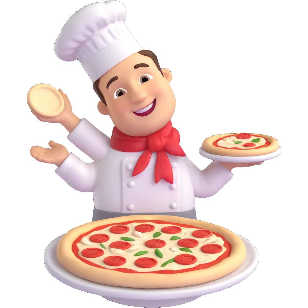 smiling Italian chef spinning pizza dough emoji