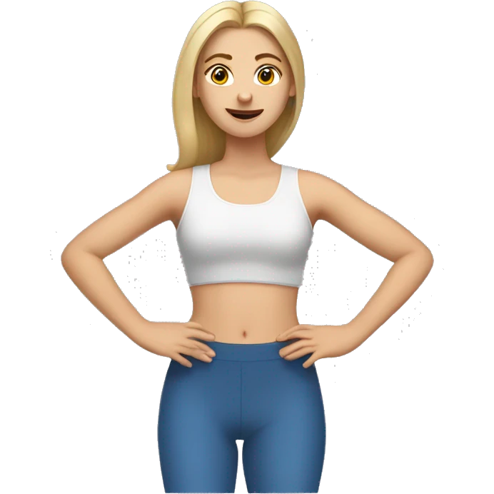 Caucasian girl with crop top stretching emoji