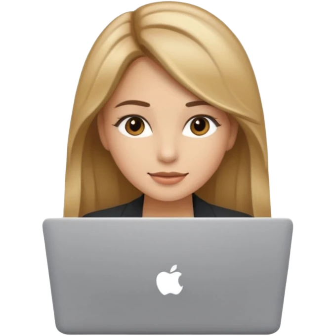 Pretty girl with medium long, light golden/brownish balayage hair, Latina, with a laptop, AI-generated emoji. emoji