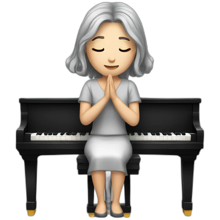 Chinese lady with gray hair praying piano emoji