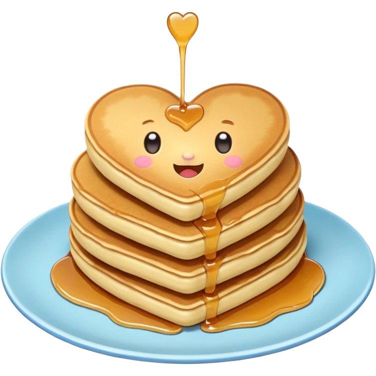 heart shaped pancakes, kawaii style emoji