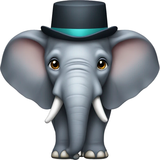 elephant with big head and small hat emoji