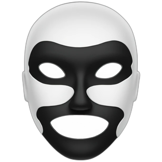 black mask with white letters FM on it emoji