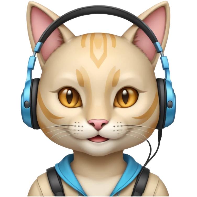 a smiling cybercat wearing headphones emoji