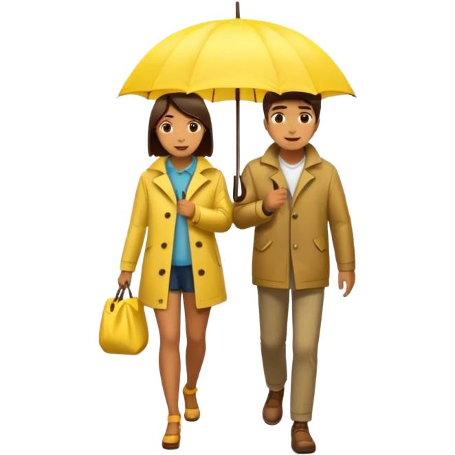 Couple under yellow umbrella, City Rain Scenes emoji