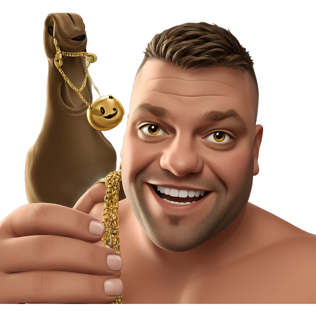 smiling boy holding jewelry indoors emoji
