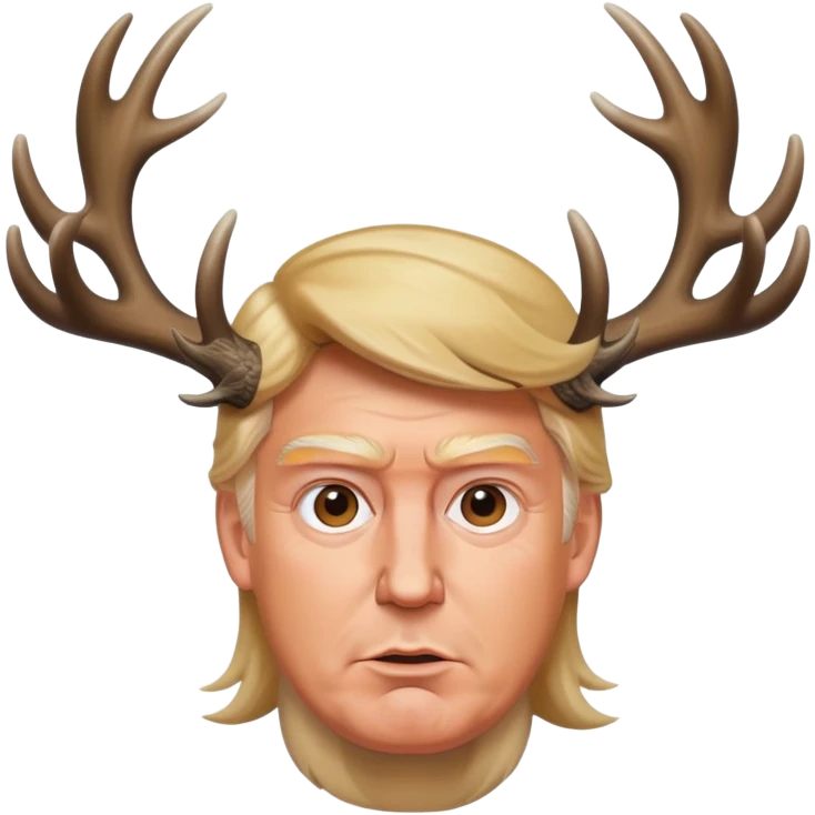 brave trump with deer antlers emoji