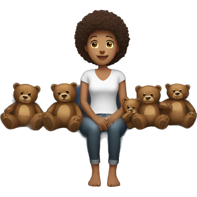 Woman sitting on a couch with bears  emoji