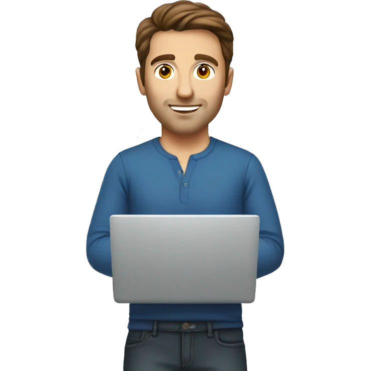 caucassian man with brown hair working on laptop emoji