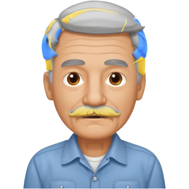 Old man with gray hair and mustache and working shirt emoji