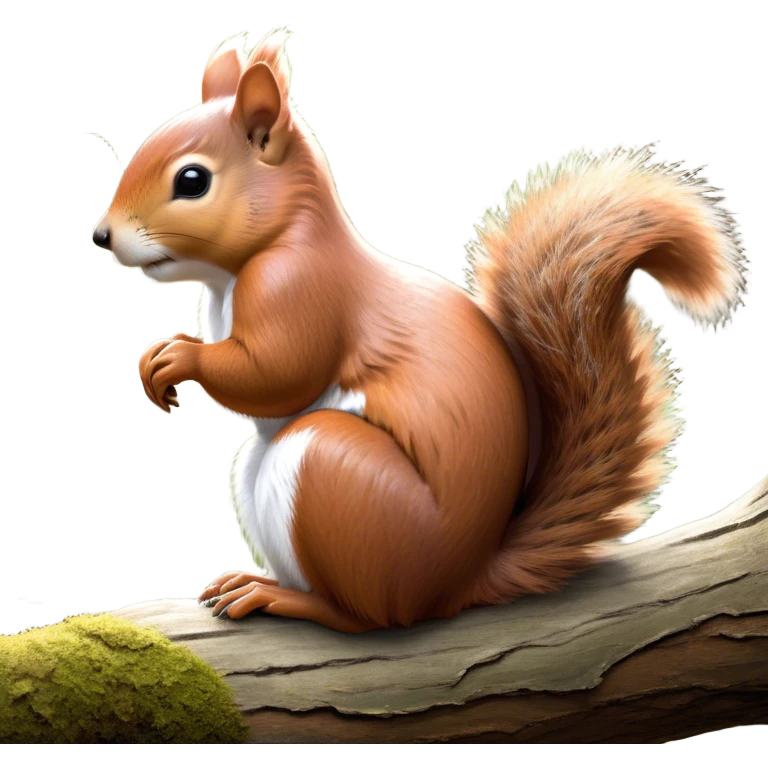 Beautiful and Majestic Squirrel Portrait Emoji, Head and body rendered in serene repose with a gentle, content smile and softly closed eyes, showcasing a delicately textured, bushy-tailed form and perky little ears, Simplified yet exquisitely endearing features, highly detailed, glowing with a soft, drowsy woodland light, high shine, relaxed and utterly enchanting, stylized with an air of timeless forest majesty, soft glowing outline, capturing the essence of a beautiful and majestic squirrel that embodies the pure charm of nature! emoji