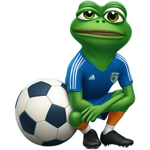 pepe the frog wearing a blue soccer jersey emoji