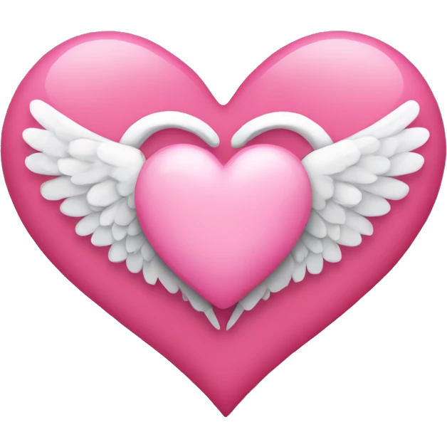 pink heart + angel wings emoji