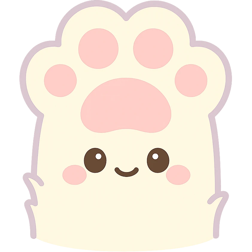 fluffy cat paw, soft and plush, cute and rounded, pastel colors emoji