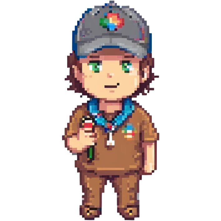 pixel art of a coach with a whistle, wearing a cap emoji