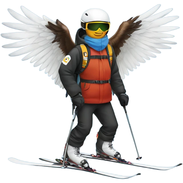 Skier with eagle wings emoji