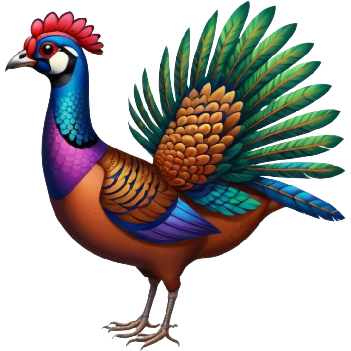 ringneck pheasant, simple and colorful emoji