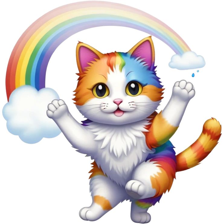 cat tap dancing over a rainbow emoji
