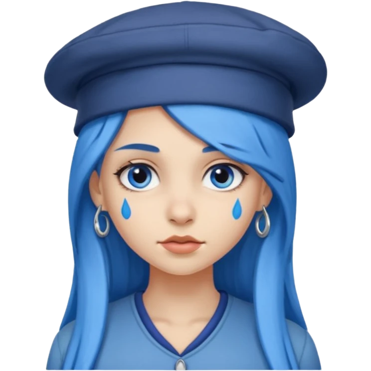 blue long hair killing looks in gray girl with hats emoji
