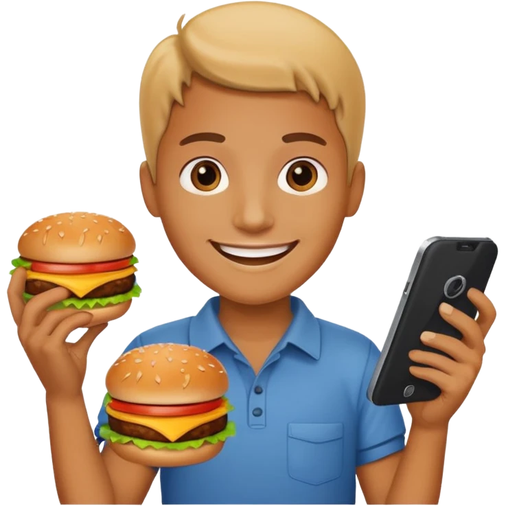 ordering a hamburguer on the phone emoji