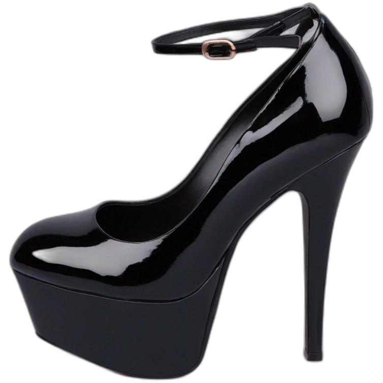 One Black Patent Leather Daffodile Platform Heels emoji